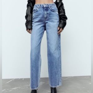 zara straight leg blue jeans